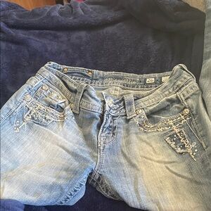 Miss Me Light Blue Boot Cut Jeans with Embellishments